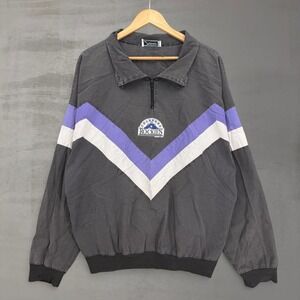 MLB Vintage Faded Colorado Rockies Pullover Black Purple Chevron XL